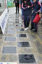 Footprints of Japan national team unveiled in Sakai
