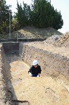 Moat, 'haniwa' fragments found at Ikaruga-Otsuka tumulus