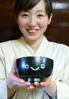 Bowl with face of mascot of Iwate Pref.