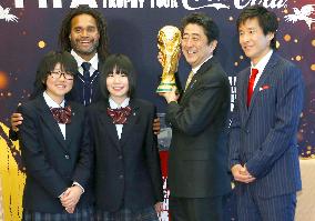 Abe holds FIFA World Cup Trophy in Tokyo