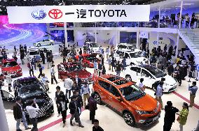 Toyota cars on display at Beijing auto show