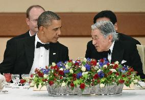 Obama, Emperor Akihito exchange words at banquet in Tokyo
