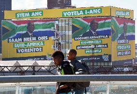 Signboards urge S. Africans to vote for ruling ANC