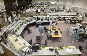 Central control room of Japan's nuclear fuel-reprocessing plant