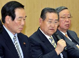 Japanese lawmaker Noda meets reporters in Beijing