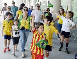 Children tour Maracana stadium in Brazil
