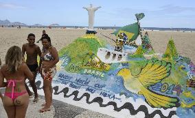 Sand monument on Copacabana Beach