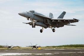 U.S. Navy aircraft takeoff-landing drill