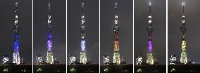 Tokyo Skytree marks 2nd anniversary with diverse lighting