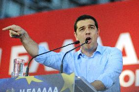 Radical Greek leftist leader Tsipras speaks in Athens