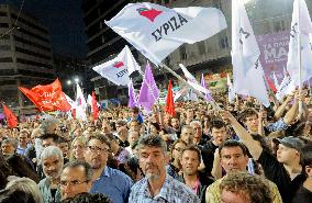 Supporters of radical Greek leftist party rally in Athens