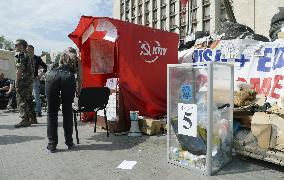 Ballot box for Ukraine's presidential election