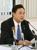 Naraha mayor Matsumoto at press conference