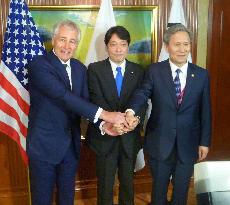 Japan, S. Korea, U.S. to jointly tackle missile threats from N. Korea