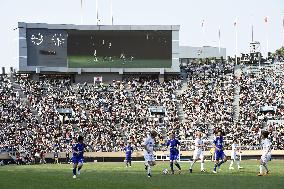 Football legends at Tokyo's National Stadium
