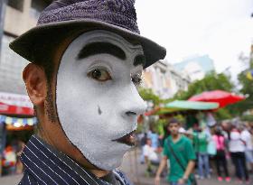 Street performer in Medellin, Colombia