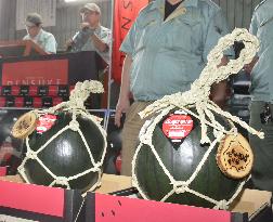 Hokkaido watermelon auctioned at 350,000 yen