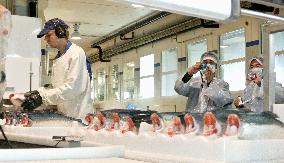 Kesennuma fishery group visits Norway trout factory