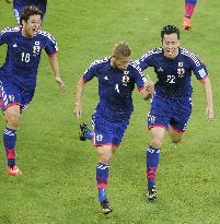 Japan's Honda celebrates goal vs Ivory Coast