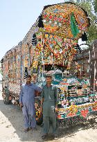 Decorated truck parked near Islamabad