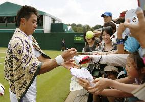 Japan's Nishikori at Wimbledon