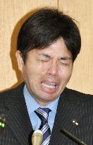 Hyogo assembly member cries during press conference
