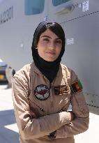 Lone female pilot in Afghan air force