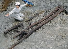 Unfinished medieval wooden sled discovered in western Japan