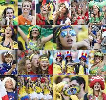 Female supporters of World Cup across world