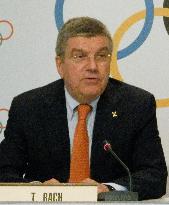IOC chief Bach meets press in Switzerland