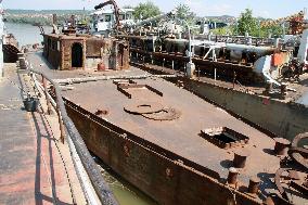 Ex-WWI warship Bodrog berthed in Danube River