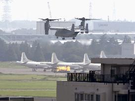 Osprey flies to area near Tokyo