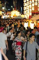 Crowded street in Kyoto during Gion Festival