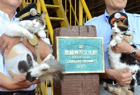 Cat station masters attend cultural property ceremony