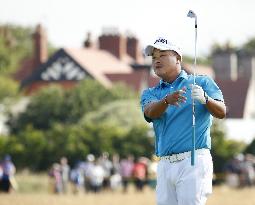 Japan's Oda watches direction of ball at British Open