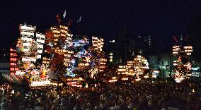 Big floats gather for festival in southwestern Japan