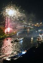 Fireworks at Tenjin festival in Osaka