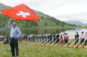 Alphorn festival held in Swiss village