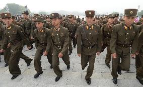 North Korean soldiers on Mansu Hill