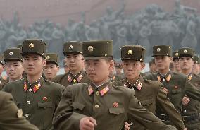North Korean soldiers on Mansu Hill