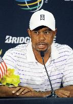 Defending Bridgestone golf champ Woods meets press