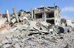Buildings in ruins after Gaza bombardment
