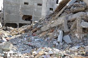 Buildings in ruins after Gaza bombardment