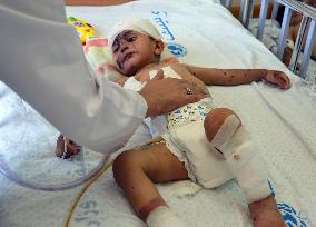 Baby hospitalized in Gaza bombardment