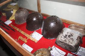 Japanese soldiers' helmets exhibited at Imphal museum