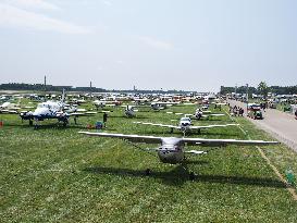 Various aircraft displayed at U.S. AirVenture show