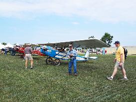 People view vintage aircraft at U.S. AirVenture show