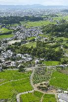 Aerial view of ancient tumuluses in western Japan