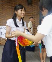 Nagasaki student peace envoy greets well-wishers