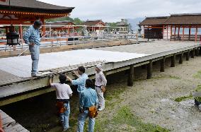 World Heritage shrine's stage being re-covered